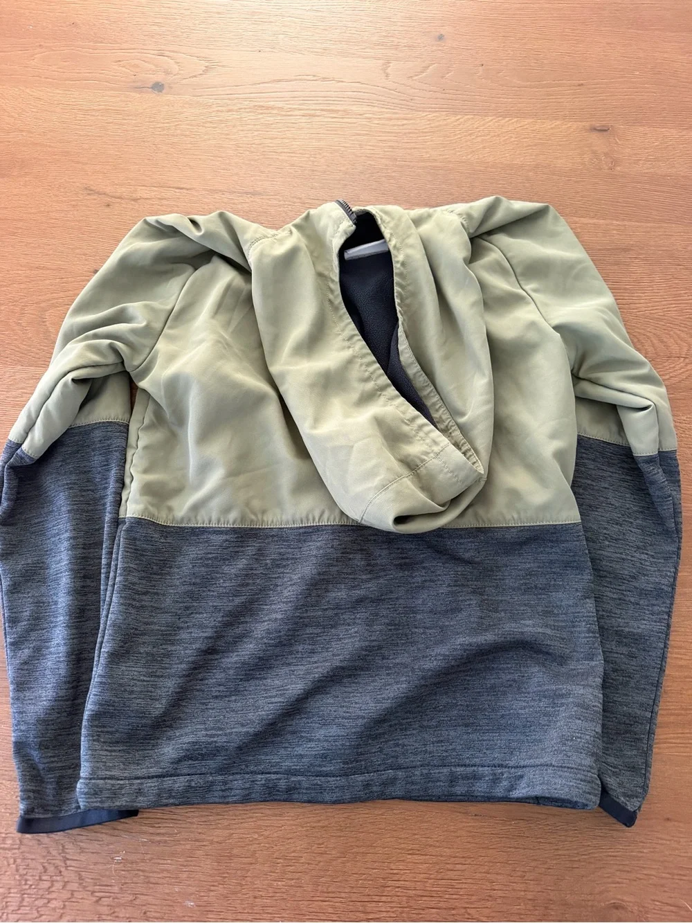 Columbia Youth Size 10/12 Hooded Fleece Lined Jacket Green Gray Full Zip Kids